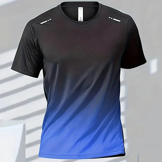 Men's Quick-Drying Gradient Sports T-Shirts – Perfect for Fitness & Outdoor Activities
