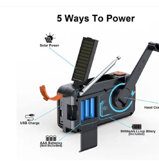 Versatile DAB/DAB+/FM Digital Radio with Solar and Hand Crank Recharge