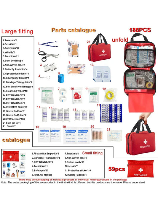 Comprehensive First Aid Kit – 188 Pieces for Every Situation